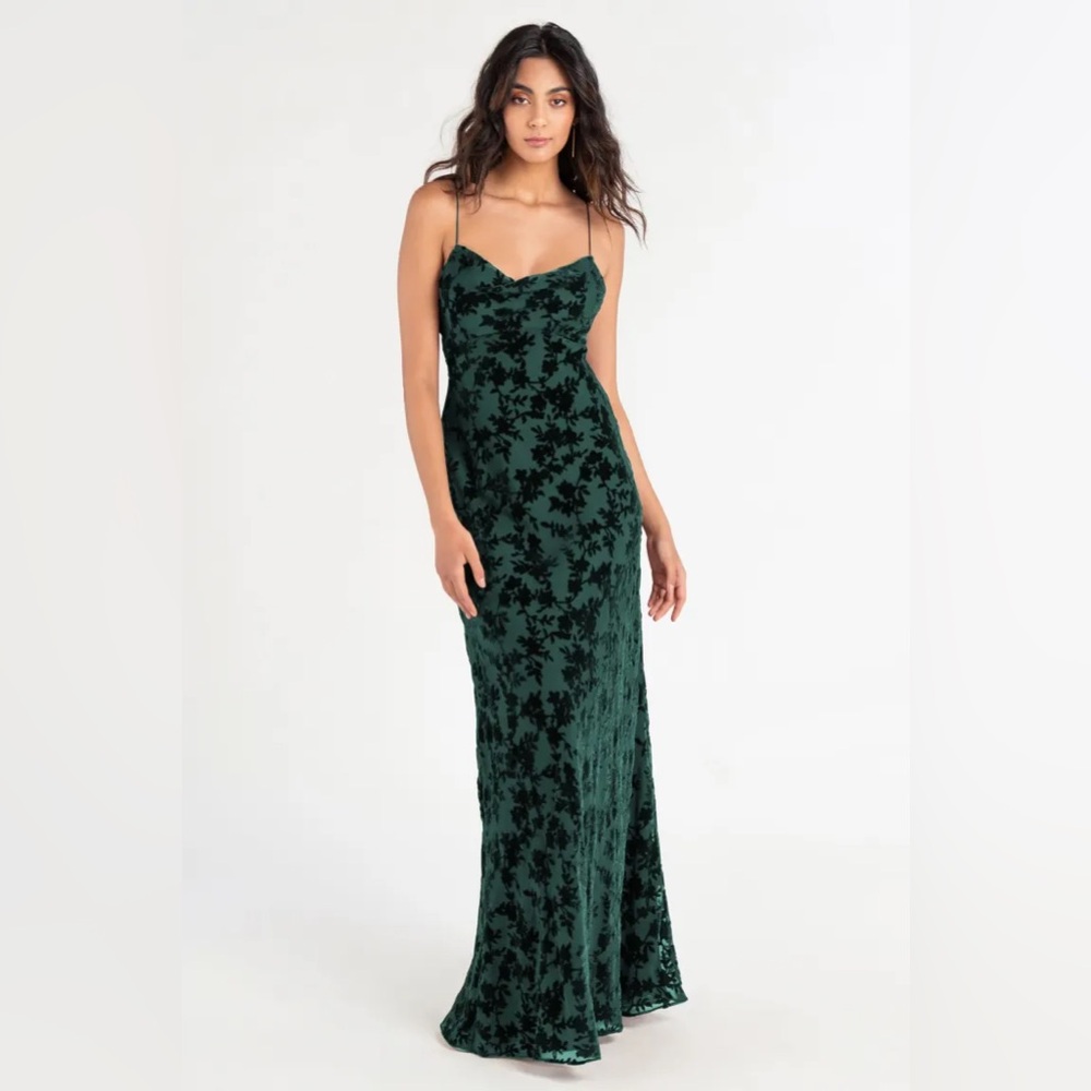Jenny Yoo Rory Cowl Neck Dress in Emerald